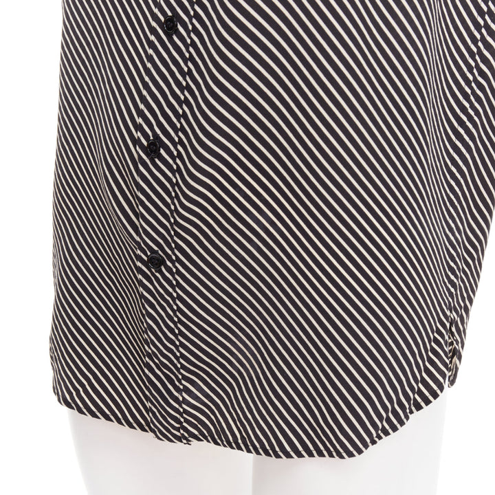 SAINT LAURENT 2015 100% silk diagonal striped sleeveless blouse FR34 XS