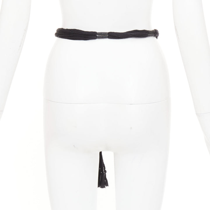 SAINT LAURENT 2023 Passementerie Tassel  leather braided rope self charm belt