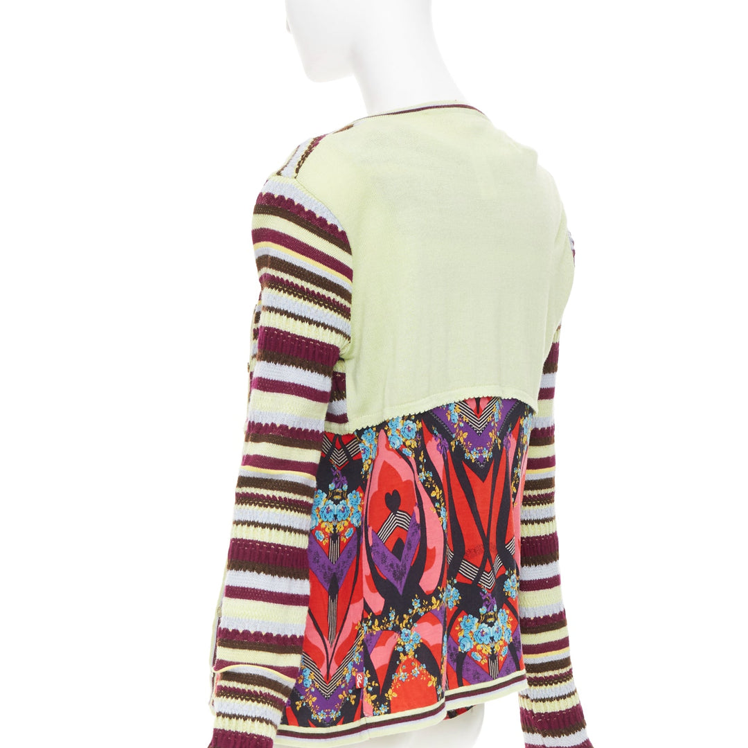 CHRISTIAN LACROIX stripe kaleidoscope print knit twin set floral cardigan top XL