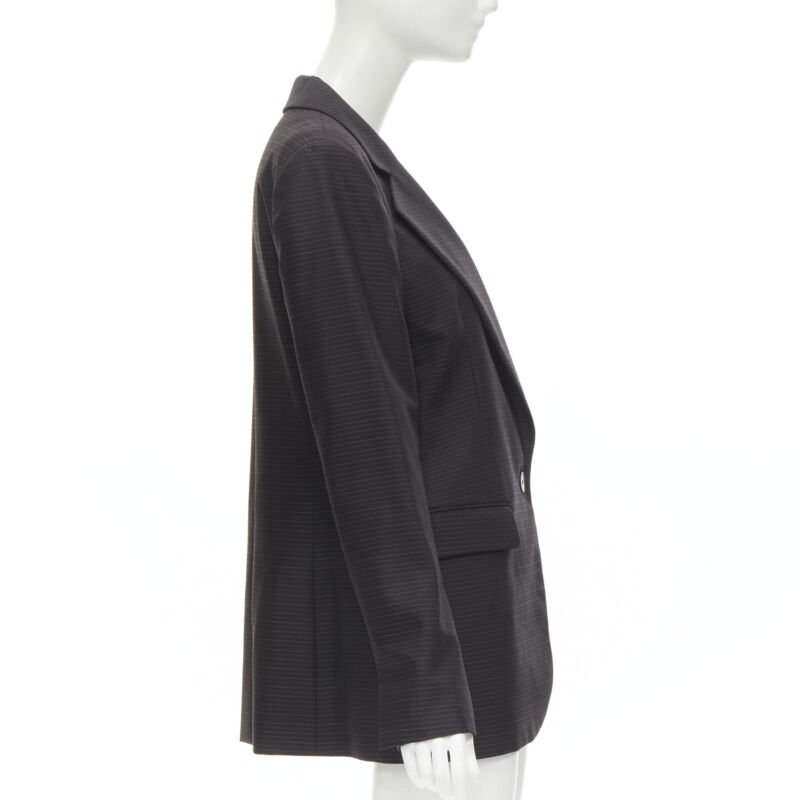 CHRISTIAN DIOR wool silk black brown horizontal pinstripe blazer jacket FR42 L