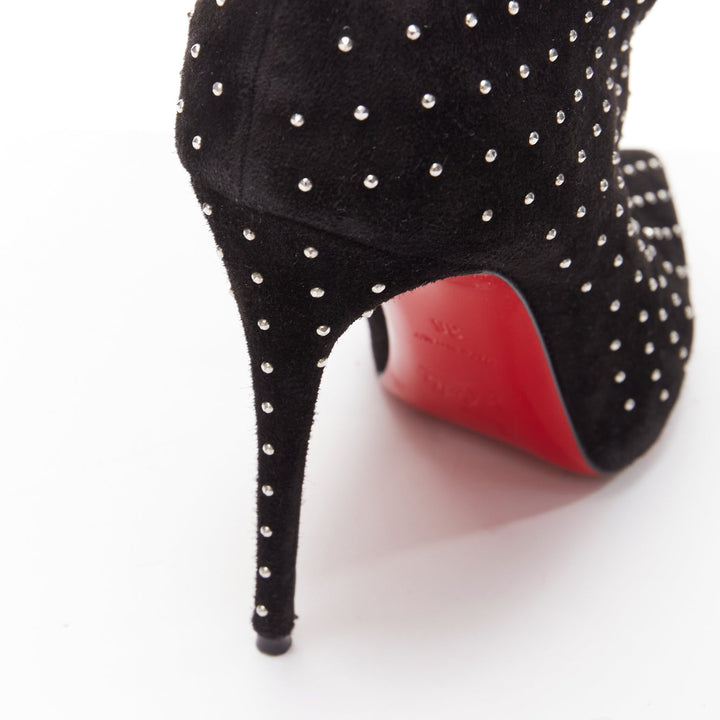 CHRISTIAN LOUBOUTIN So Kate Booty black suede micro stud embellished pointy EU36