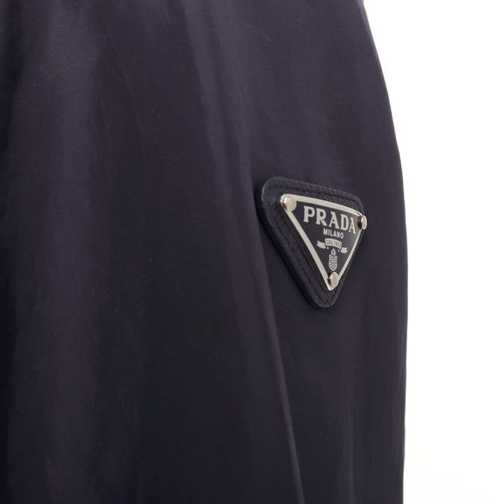 PRADA 2021 Re Nylon navy drawstring hooded zip up utility jacket IT40 S