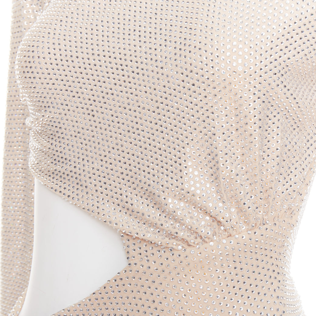 ALEXANDRE VAUTHIER 2023 Bridal ivory diamond strass crystal cut out draped gown