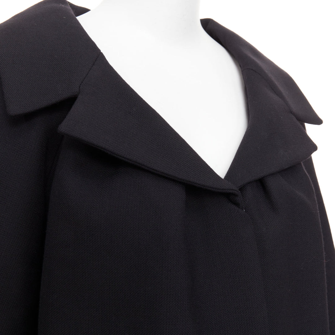 GIAMBATTISTA VALLI black wool puff sleeve flared swing collar long coat IT38 XXS