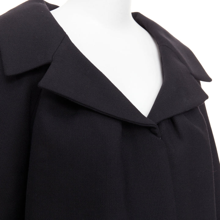 GIAMBATTISTA VALLI black wool puff sleeve flared swing collar long coat IT38 XXS