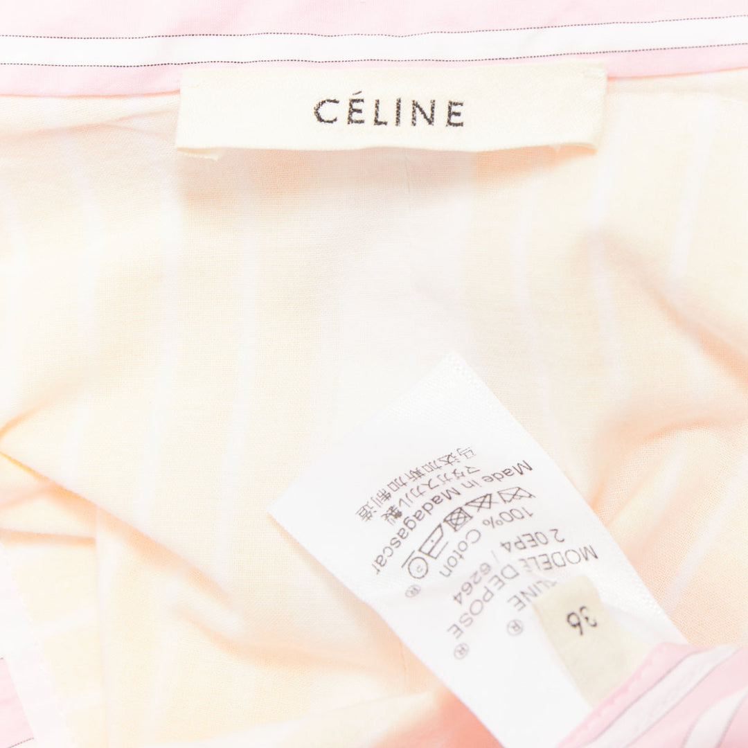 OLD CELINE Phoebe Philo pink yellow striped colorblocked button-up shirt FR36 S