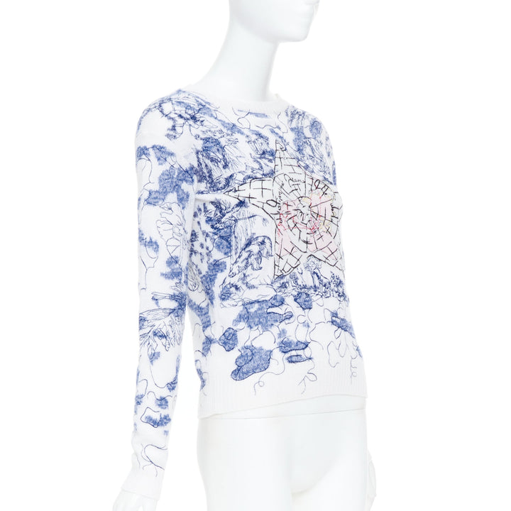 CHRISTIAN DIOR 2020 Around the World embroidered cashmere cotton sweater FR34 XS