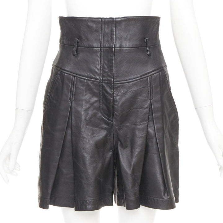 ALBERTA FERRETTI Giacca high waisted black sheep leather culottes IT38 XS