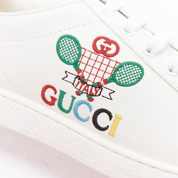 GUCCI Ace Tennis white embroidered logo low top sneakers EU37