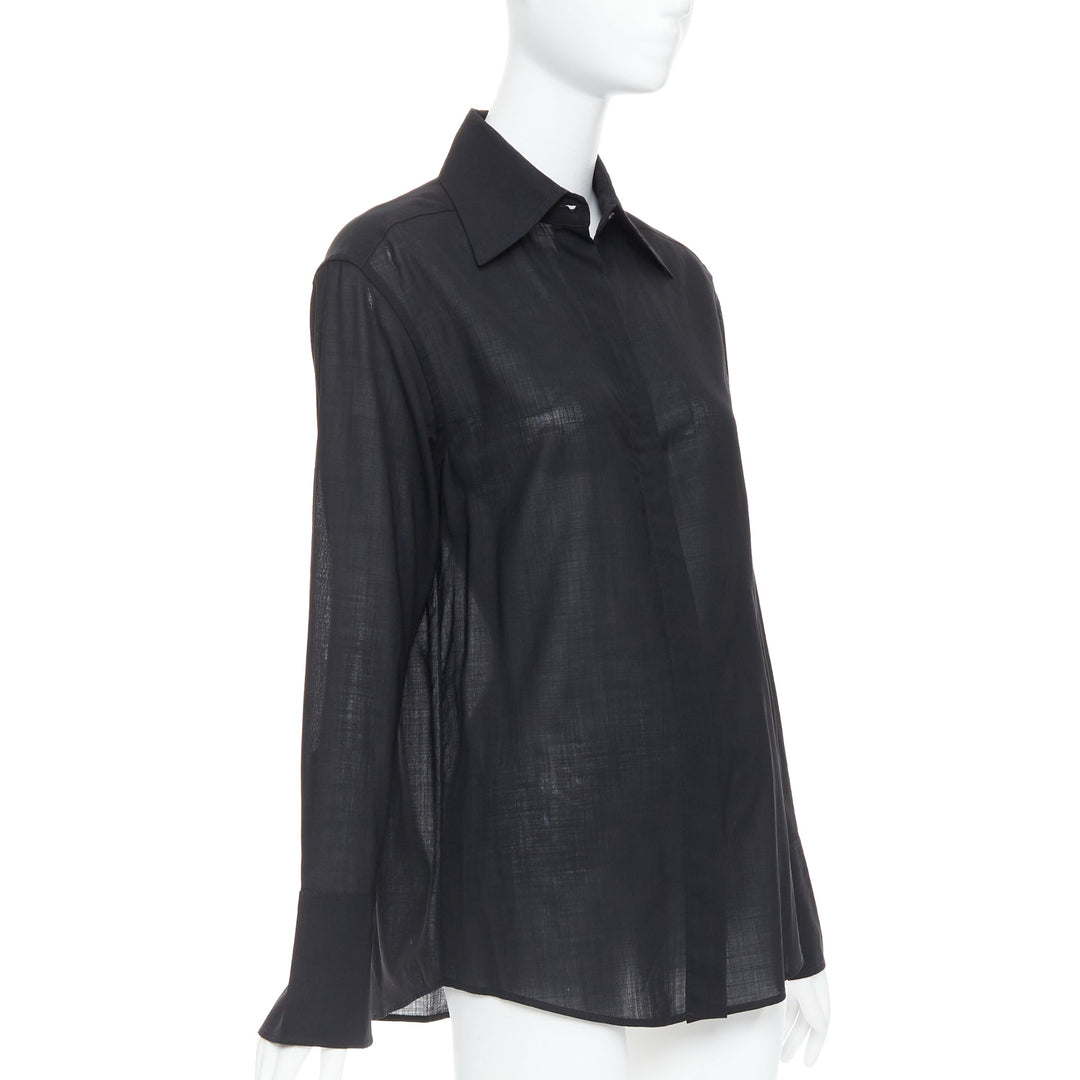 GUCCI Tom Ford black minimal sheer button down dress shirt