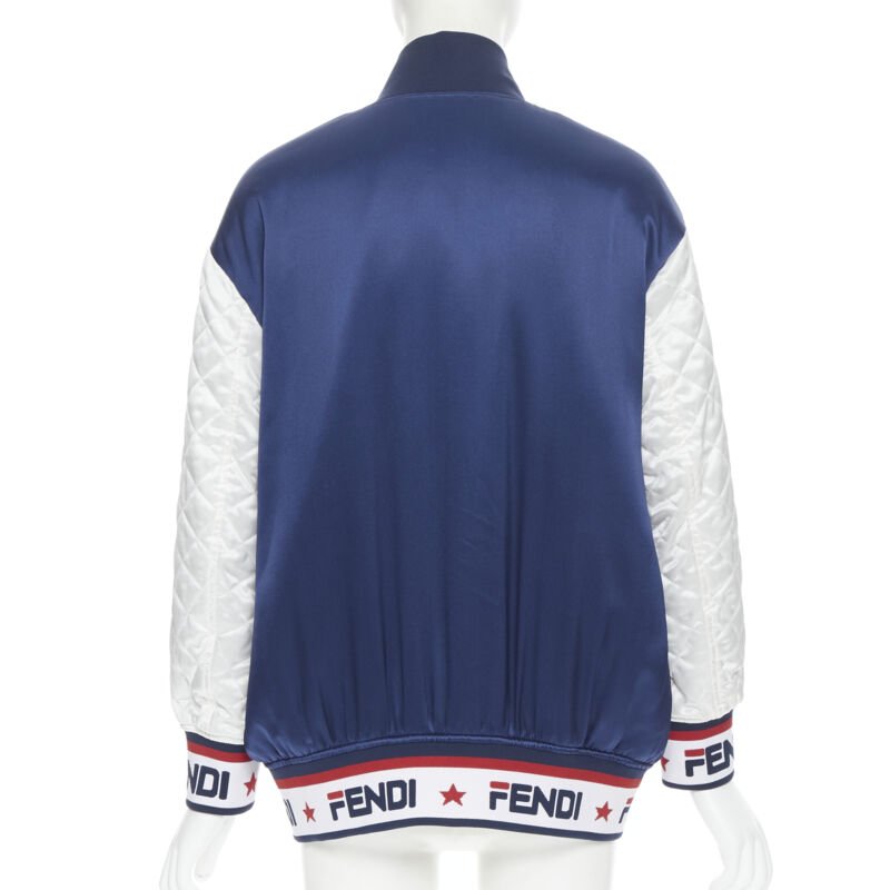 FENDI FILA reversible colorblocked silk Zucca monogram bomber jacket IT38 XS