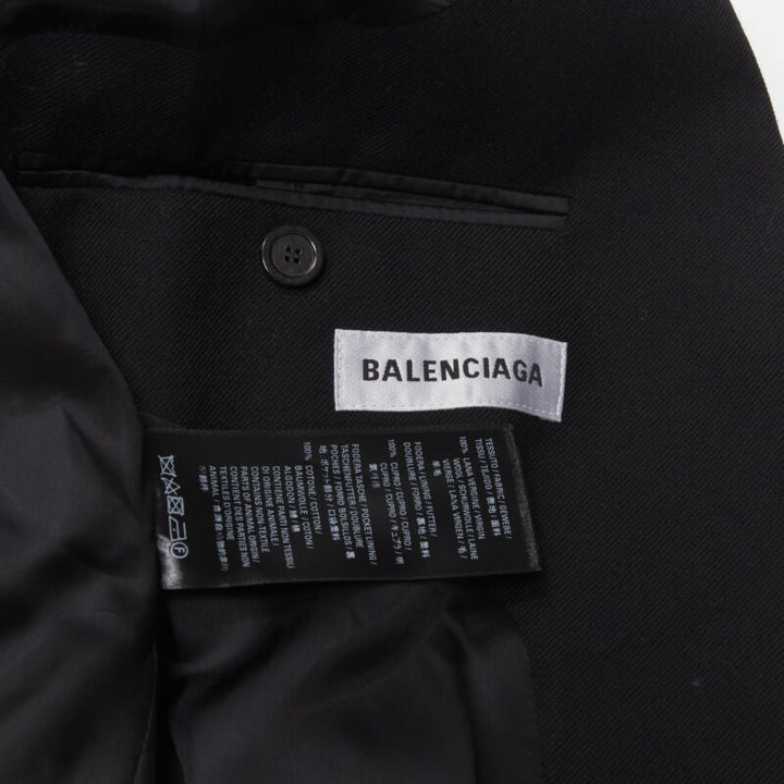 BALENCIAGA DEMNA 2019 black wool power padded shoulder oversized blazer FR34 XS