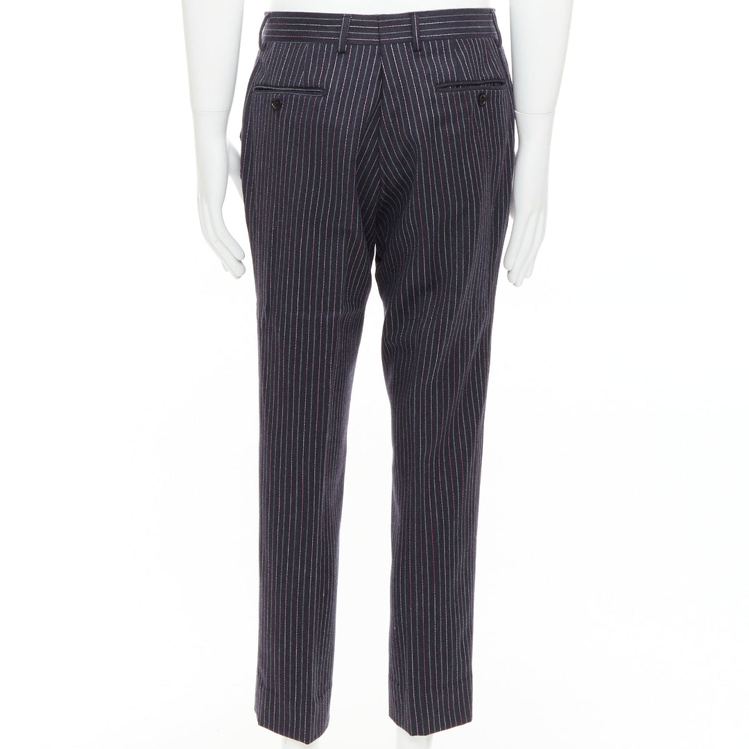 ETRO grey pink pinstripe wool cashmere single breasted blazer pants set IT52 XL