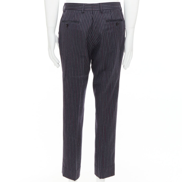 ETRO grey pink pinstripe wool cashmere single breasted blazer pants set IT52 XL