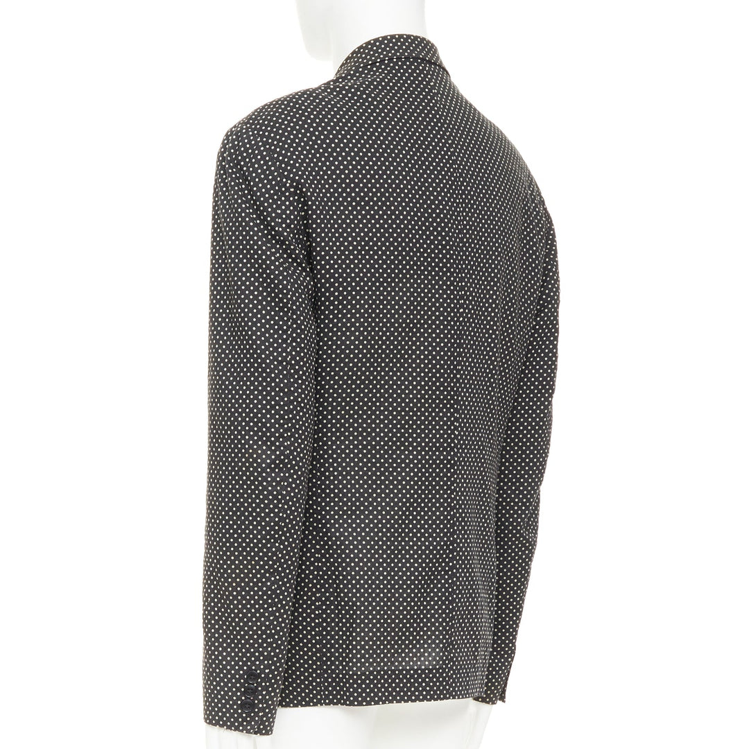 YOHJI YAMAMOTO Pour Homme black white polka dot unstructured blazer JP3 L