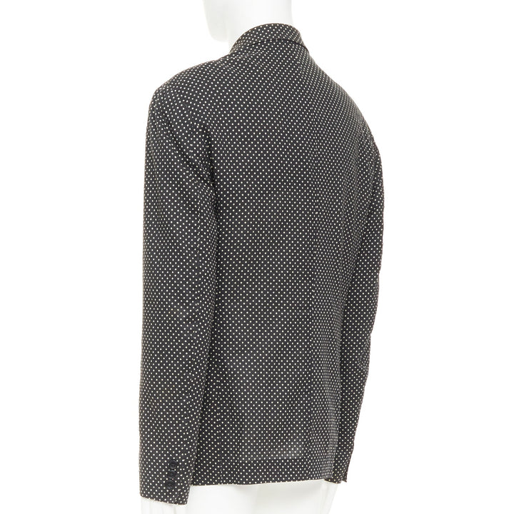 YOHJI YAMAMOTO Pour Homme black white polka dot unstructured blazer JP3 L