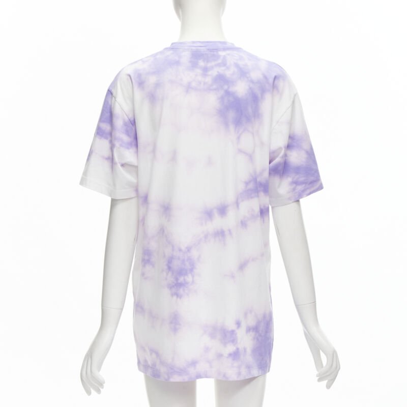 BALMAIN cotton purple tie dye Depuis 1945 logo 80's retro crew neck tshirt XXS