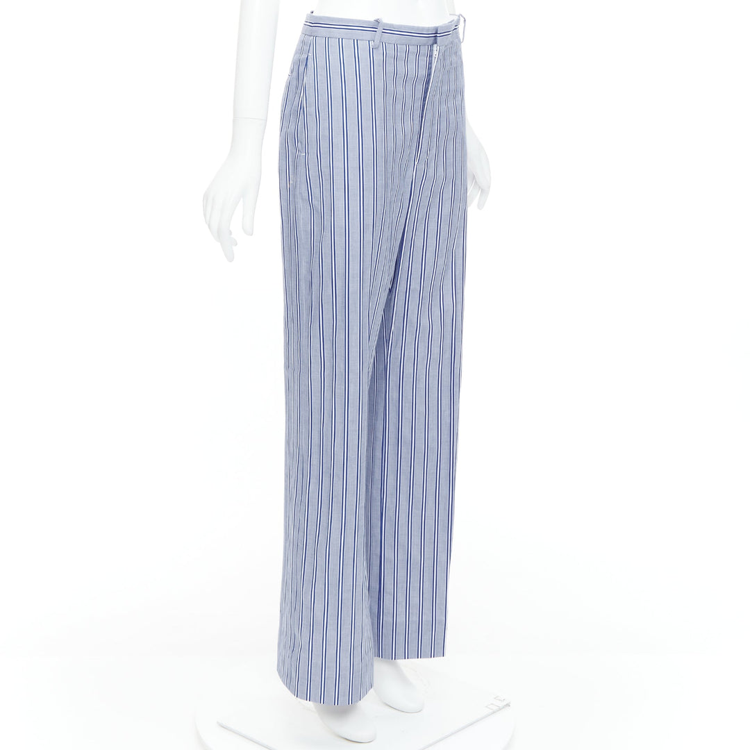 BALENCIAGA 2016 blue white striped cotton casual pajama pants FR34 XS