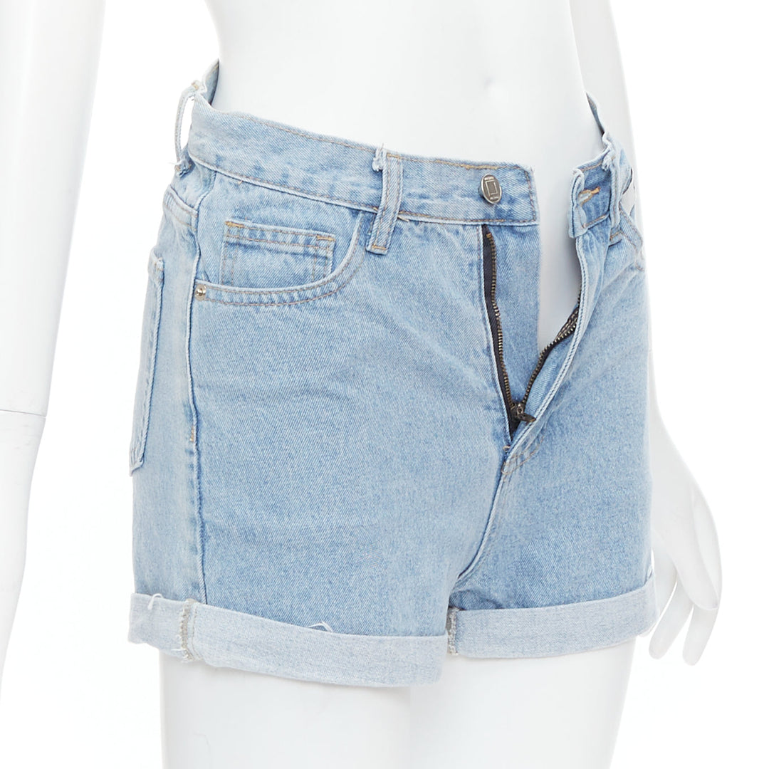 KIMHEKIM My Uniform blue cotton rolled cuff denim short shorts S