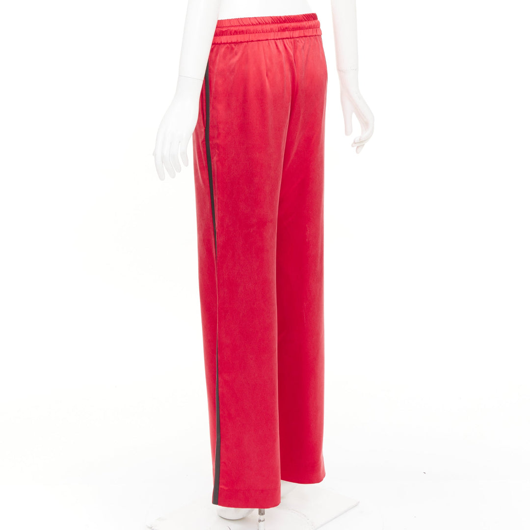 AMIRI 2018 leather trimmed washed silk side stripe drawstring trousers IT40 S