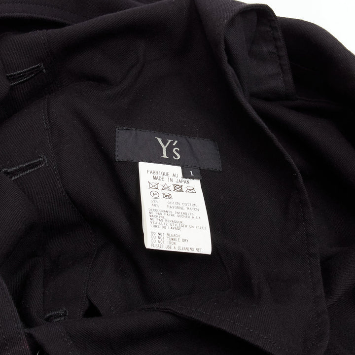 Y'S YOHJI YAMAMOTO black cotton blend button side drop crotch dungaree JP1 S