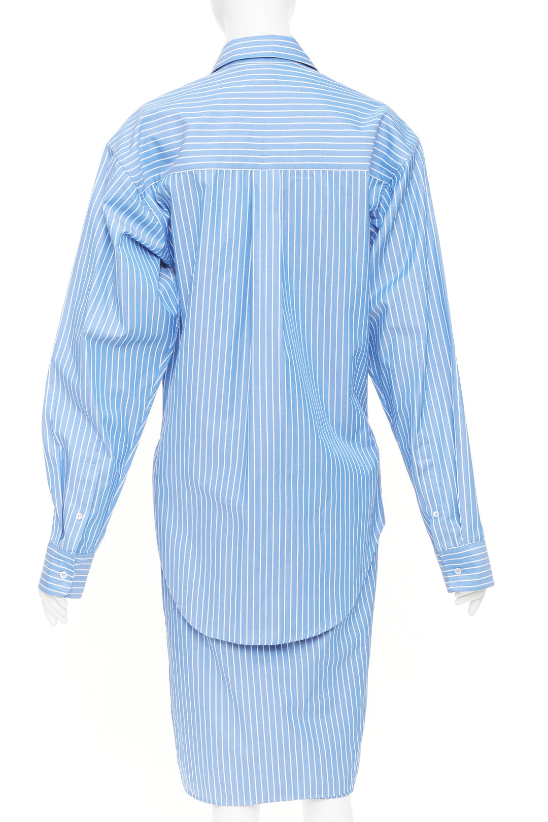 VETEMENTS 2016 Runway blue white striped cotton blend asymmetric shirt dress S