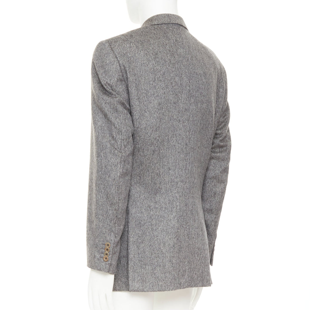 VERSACE 100% cashmere grey flap pocket 2-button unstructured blazer EU50 L