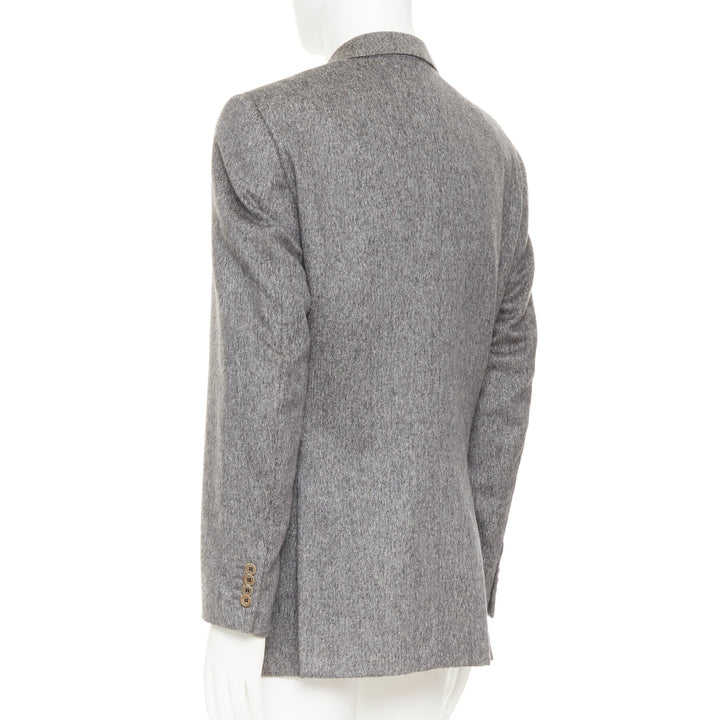 VERSACE 100% cashmere grey flap pocket 2-button unstructured blazer EU50 L