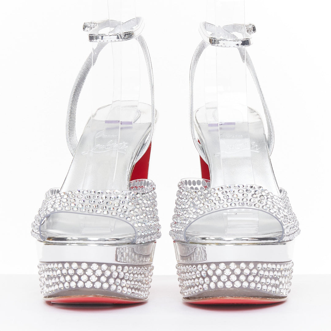 CHRISTIAN LOUBOUTIN Bridal Cassandrissima Alta 130 crystal silver platform EU36