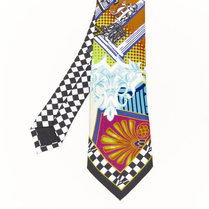 VERSACE Pop Temple Vintage Tribute print silk tie ICR7001 A236195 A7000