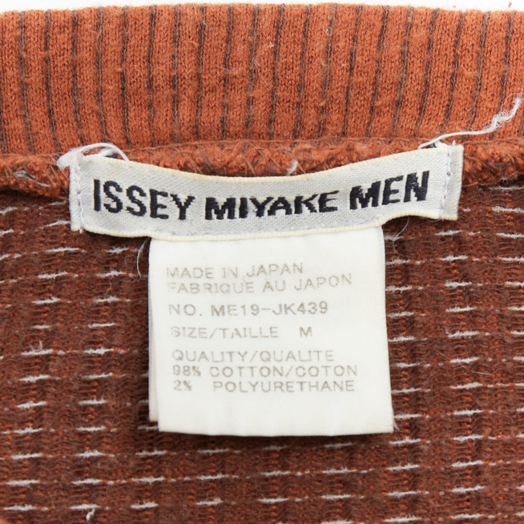 ISSEY MIYAKE MEN brown cotton blend ribbed long sleeve sweater M