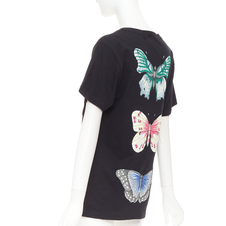 GUCCI 2018 black cotton vintage logo embroidered dragonfly jersey tshirt XS