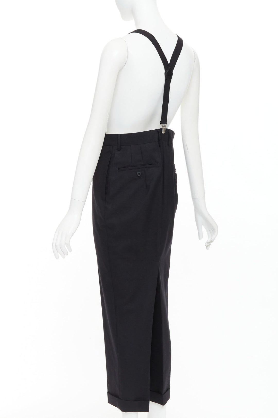 JUNYA WATANABE 2012 black wool suspender high waisted harem pants M