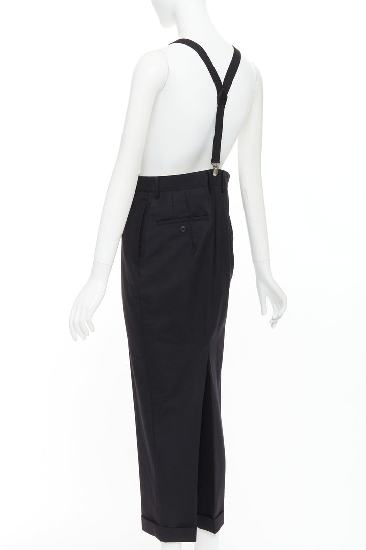 JUNYA WATANABE 2012 black wool suspender high waisted harem pants M