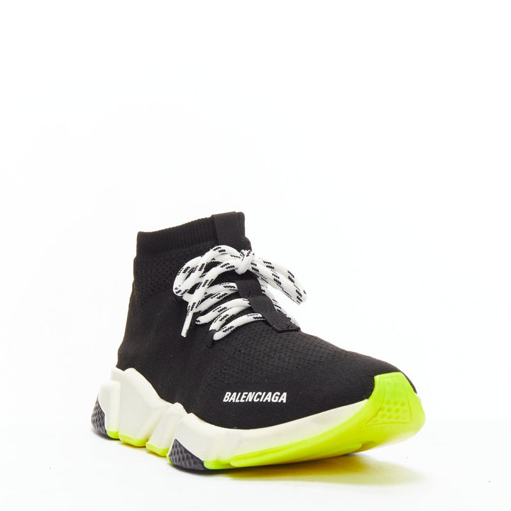 BALENCIAGA Speed neon yellow black logo sock sneakers EU40