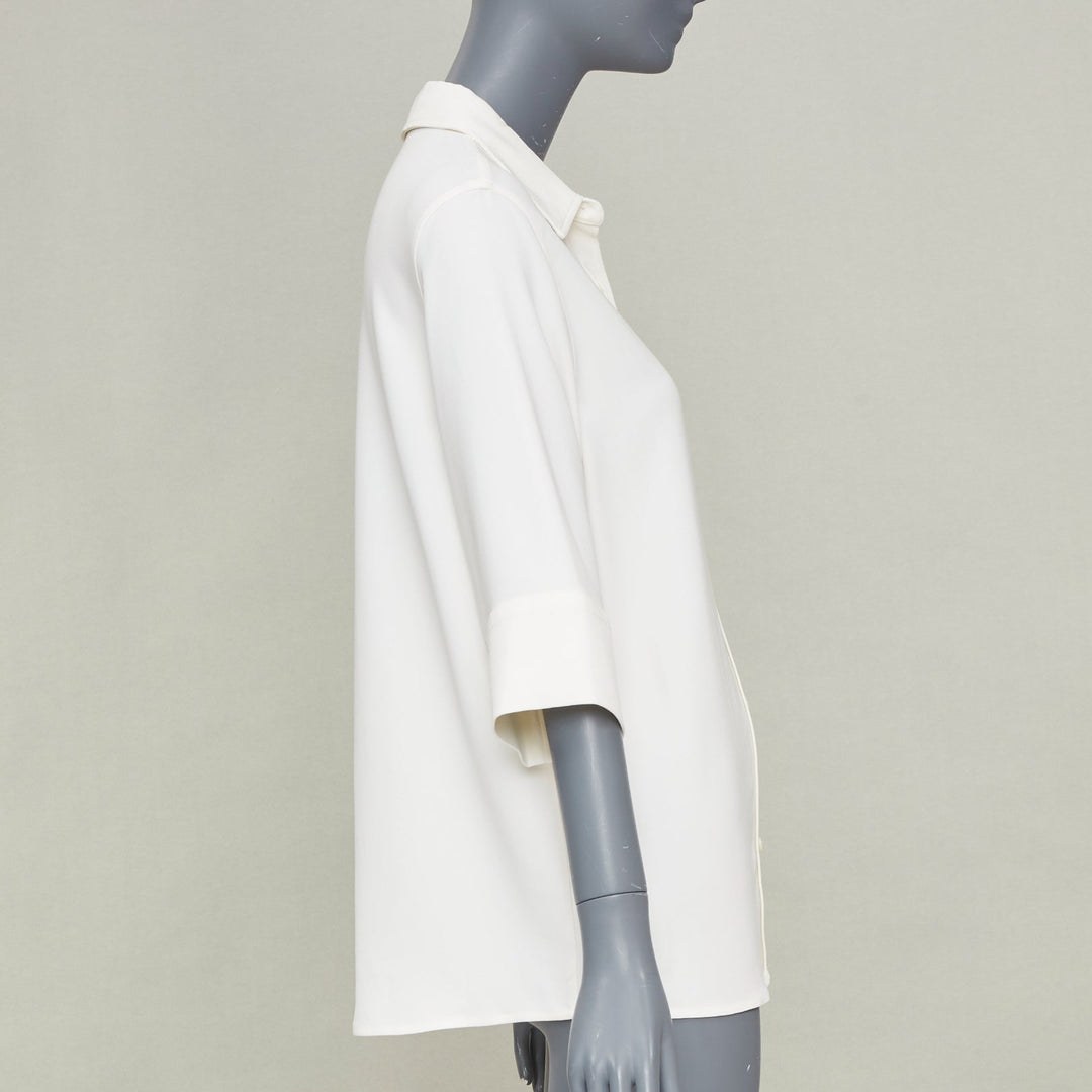 ANINE BING off white relaxed cuffed short sleeve viscose blend shirt XS