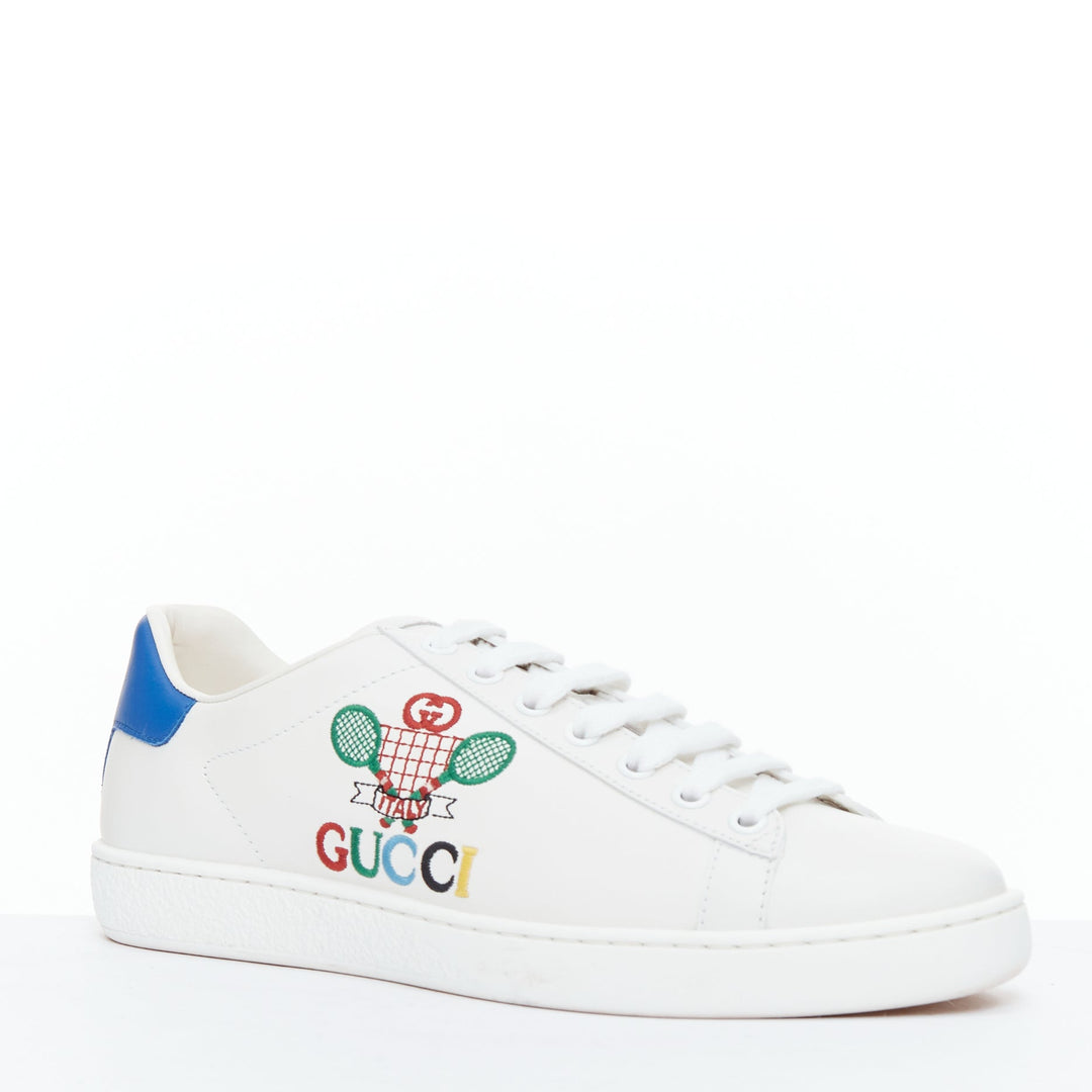 GUCCI Ace Tennis white embroidered logo low top sneakers EU37