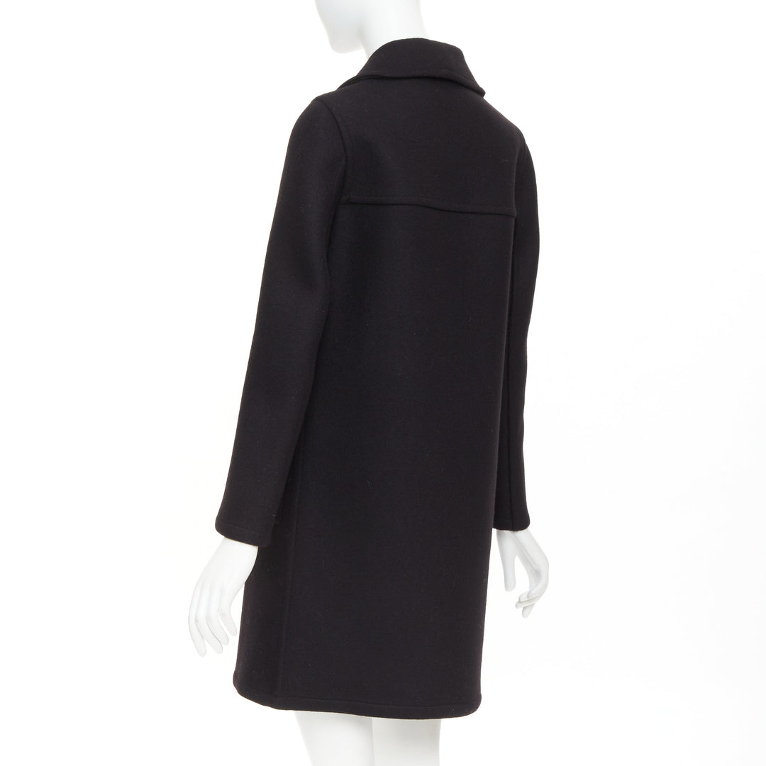 SAINT LAURENT 2014 Caban black wool felt double breasted panelled pea coat FR34