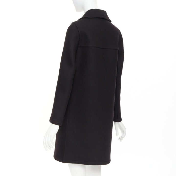 SAINT LAURENT 2014 Caban black wool felt double breasted panelled pea coat FR34