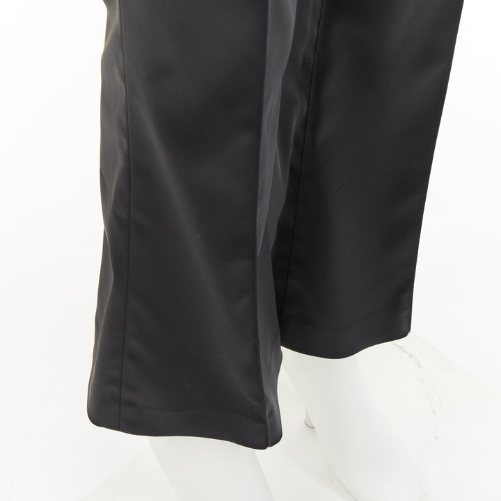 THE ROW black acetate blend satin pintuck crease bootcut trousers pant US2 XS