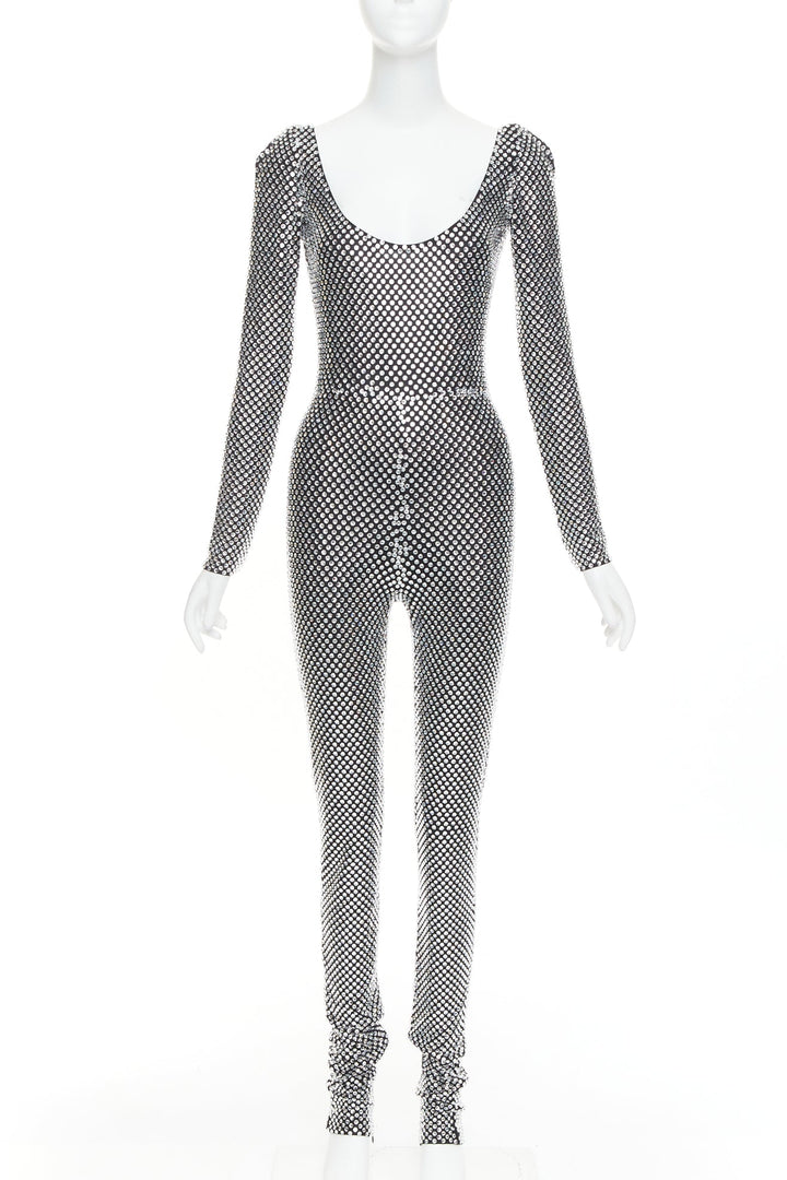 rare ALEXANDRE VAUTHIER COUTURE SS2021 Runway silver crystal scoop neck jumpsuit