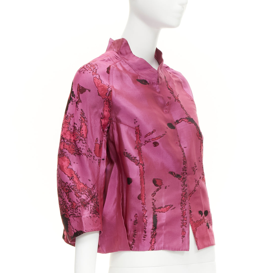 SHIATZY CHEN purple oriental abstract silk brocade cropped jacket IT44 L