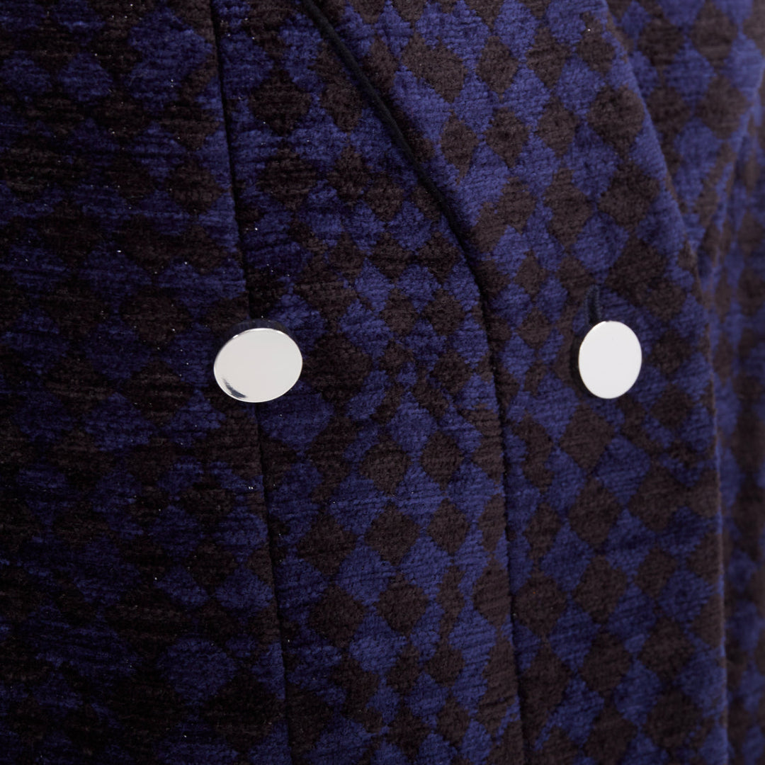 THE ROW 2018 black blue textured velvet double breasted coat US2 S