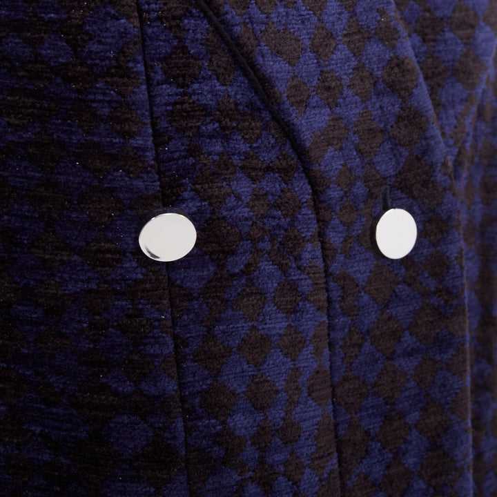 THE ROW 2018 black blue textured velvet double breasted coat US2 S
