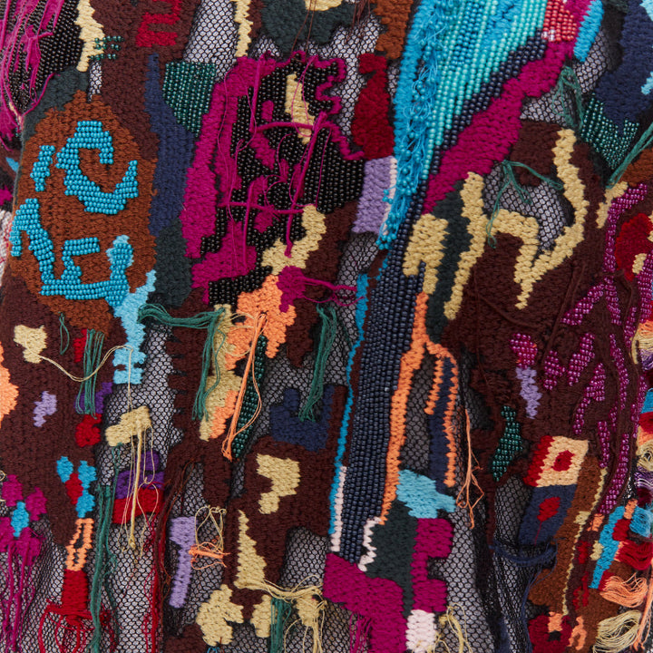 VALENTINO multicolor layered tapestry embroidered tulle blouse top S