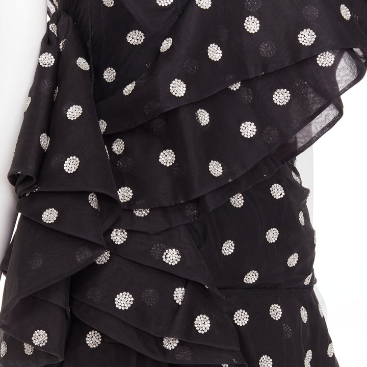 ALEXANDRE VAUTHIER COUTURE SS2019 Runway crystal polka dot ruffle shoulder dress