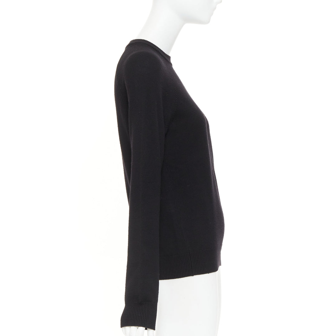 SAINT LAURENT 2016 wool black classic crew neck raglan sleeve pullover sweater S