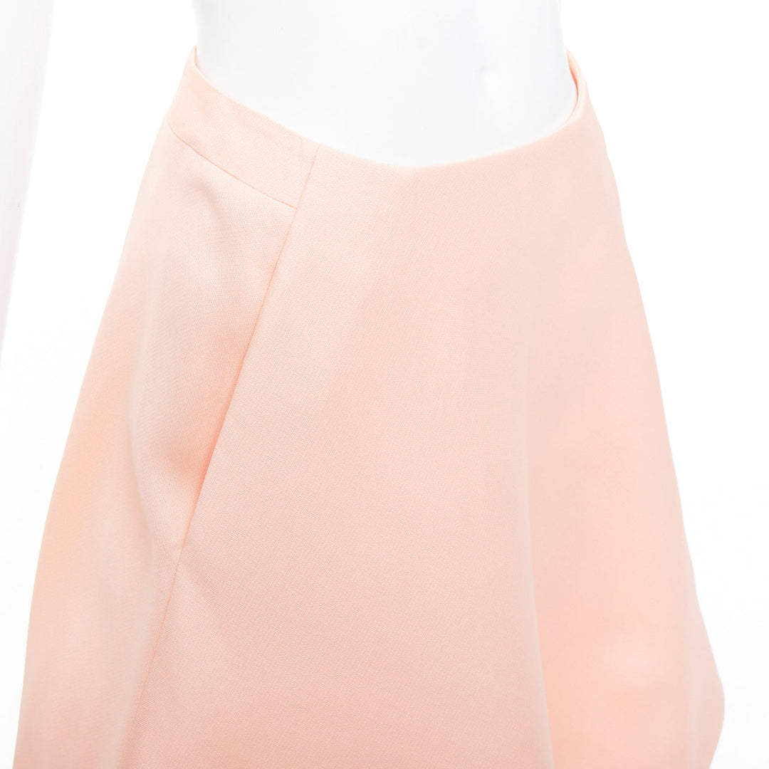 BALENCIAGA 2013 pink 100% silk crepe panelled Aline knee skirt FR38 M