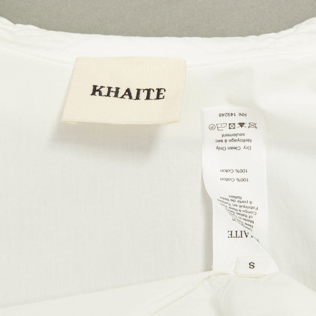 KHAITE 2022 Arwin Pleated Cotton Poplin ivory white snatched waist top S