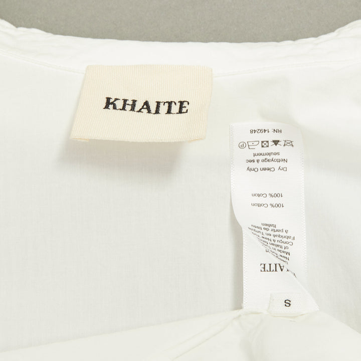 KHAITE 2022 Arwin Pleated Cotton Poplin ivory white snatched waist top S